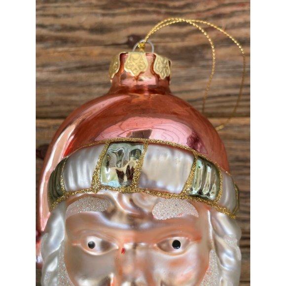 Vintage Blown Glass Santa Clause Face Christmas Ornament - Picture 7 of 9